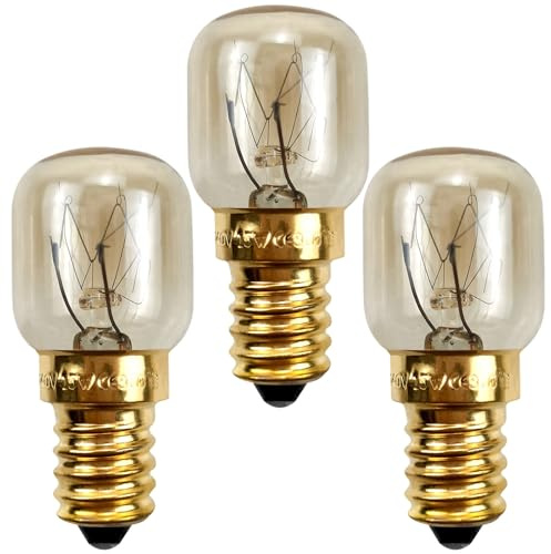 Embhlitfe 3 Pcs Oven Bulb E14 25W 300℃,Oven Light Bulb Small Edison Screw Incandescent Bulb Salt Lamp Light Bulbs,2700K Warm White Small Screw Light Bulb for Ovens Microwave Salt Light (Gold)