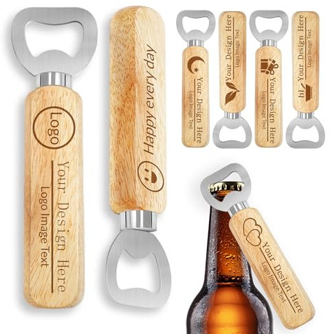 15 à 100 décapsuleurs personnalisés avec poignée en bois, texte/logo/photo personnalisés, décapsuleur de bière, gravure au laser, cadeaux de bar, réunion de famille, anniversaire