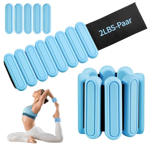 Chumix Verstellbare Handgelenkgewichte 2 Stück (Je 0.45kg / 0.9kg), Tragbare Gewichtsmanschetten mit Klettverschluss Gewichte für Arme und Beine, Ankle Weights für Pilates, Yoga, Tanz, Aerobic
