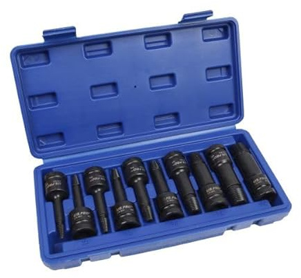 US PRO 10pc 1/2 DR Impact Screw Stud Bolt Extractor Set LH Spiral Socket Set 7567