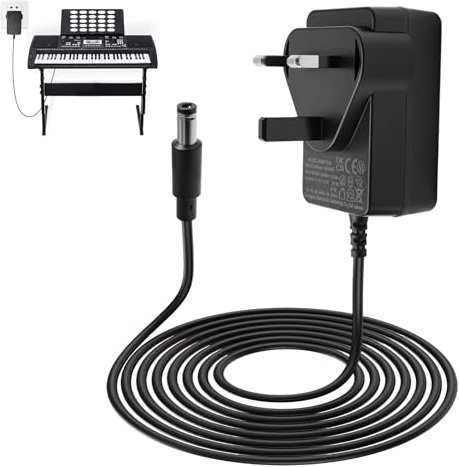 12V Power Adapter for Yamaha Keyboard, piano keyboard charger for yamaha DC/AC 12V 2A Power Supply Charger for PSR DGX YPG YPT DD, EZ, P Series Electronic Piano, 1.5m Cable