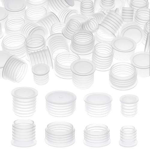NBEADS 80 Pcs Plastic Stoppers, 1.7-2.8cm 4 Sizes Salt and Pepper Shaker Plugs Column Clear Plastic Replacement Stoppers for Bottles Pepper Shakers and Flower Pots