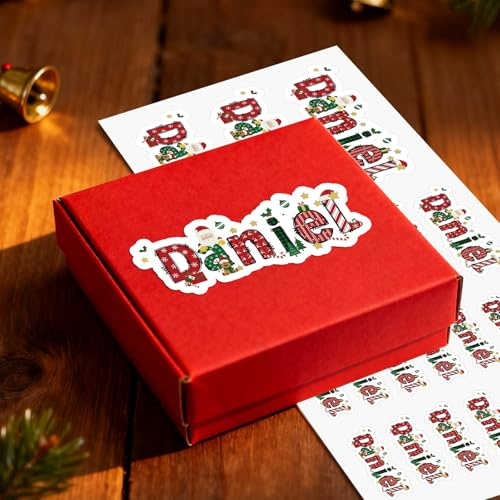 Personalisierte Weihnachtsaufkleber mit Namen, Selbstklebende Wasserdicht Namensaufkleber für Geschenke Weihnachten, Personalisierte Weihnachten Aufkleber für Geschenkbox Verpackungen, Weihnachtsdekor