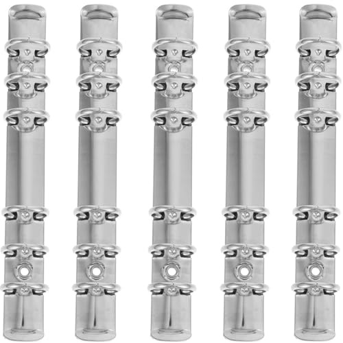 NULYLU Kit 5 Pezzi Meccanismi ad Anelli in Acciaio Inox 6 Fori per Raccoglitori A6 Inserti per Dorsi Raccoglitori ad Anelli per Quaderni Fai da Te Accessori per Planner e Album