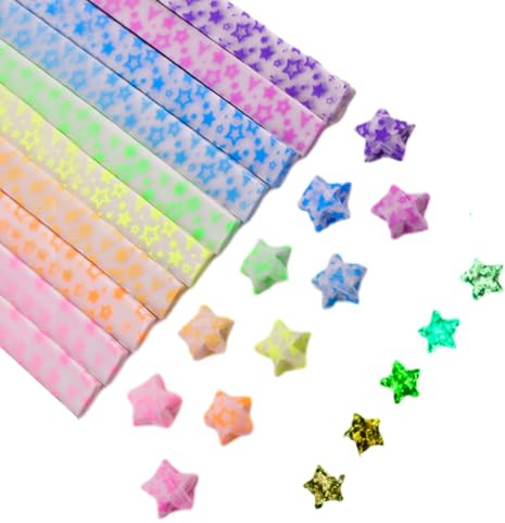 Stjärnremsor av papper | 210 ark färgglada DIY Star fällbara papper