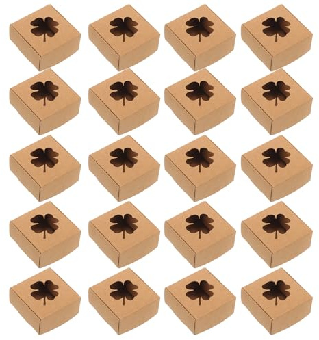 Seifenkiste Papier mit Vierblatt Öffnung für Süßwaren | Khaki, für Kosmetikproben und Heimnutzung, Kraftkarton, 20 Stück Pack, Dessertläden Geeignet
