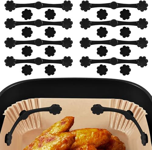 Lot de 24 clips magnétiques en silicone pour fixer le papier sulfurisé dans les friteuses à air chaud - Noir