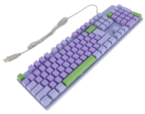 BONKZEBU USB-belyst Tangentbord med Stora Bokstäver Tangent Samtidigt Svar Lutad Design för Spel, ABS Metall, för Kontorsanställda (Purpur)