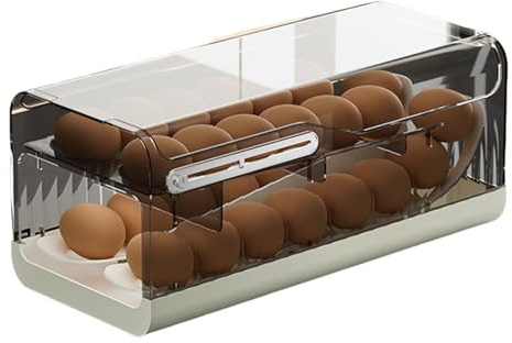 Eierhalter für Kühlschrank, Eier-Organizer mit automatischen Rädern, Kühlschrankgitter mit automatischen Rädern für - Organizer mit für C
