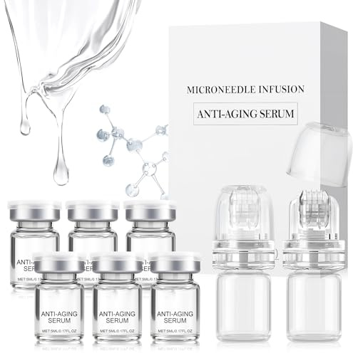 Microneedling Viso con Siero, Microneedling Set, Microaghi Filler viso | Siero per microneedling 6PCS + Microinfusioni Visos 2PCS, Ridurre le Rughe e Rassodare la Pelle per Tutti I Tipi di Pelle
