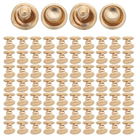 Gogogmee 100 Unidades Remaches Metálicos Redondos de Doble Tapa, Cierres a Presión Remaches para Cuero y Ropa, Sujetadores Tubulares Metálicos Dorados para Manualidades y
