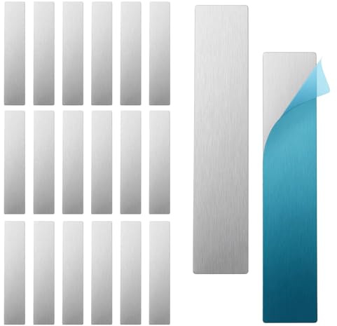 Tiras de metal para imanes, 20 tiras de sujeción fuerte con respaldo adhesivo para montaje de acero de aluminio, ventilación de gabinete, puerta de cocina, organizador de proyectos de bricolaje