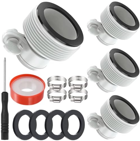 Herbst Adaptador de manguera de piscina, 4 unidades adaptador B para piscina Intex de 38 mm, adaptador universal con rosca interior y junta de repuesto para filtro de arena, bomba de piscina