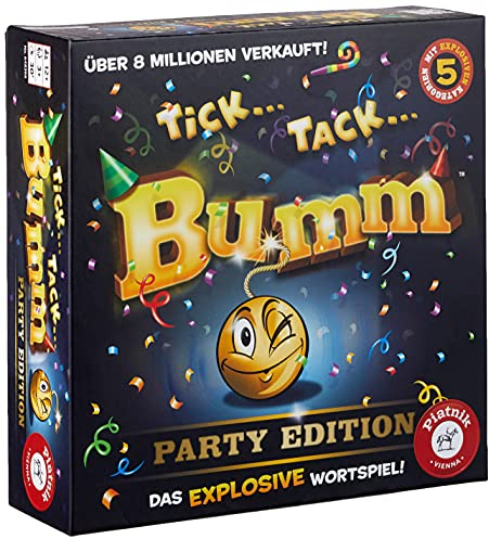 Piatnik 6483 Tick Tack Bumm Party-Edition des Spieleklassikers | ab 12 Jahren geeignet | Das Explosive Wortspiel | Denken, Schlagfertigkeit und Vorstellungsvermögen sind gefordert, Mehrfarbig