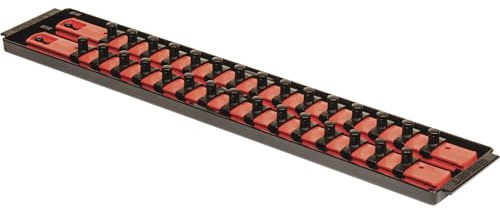 Ernst Manufacturing – 8453 sockel boss 2-rail 3/8-tums hylsnyckelinsorganisatör, 19-tums, röd – förvaringsbricka och organisationssystem för mekanik och fordonsservicetekniker