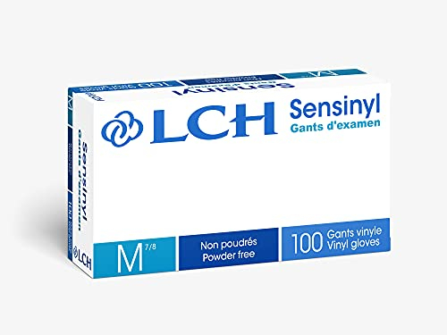 LCH – Gants Ambidextres Sensinyl Free – Sans latex et non poudrés – Très Bonne Tolérance – Faciles à Enfiler – Sensibilité Tactile – Très Résistants - Taille M