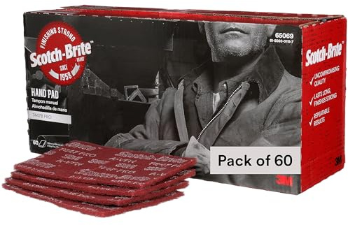 Scotch-Brite(TM) General Purpose Hand Pad 7447B, Aluminum Oxide, 9 Length x 6 Width, Maroon (Pack of 60)