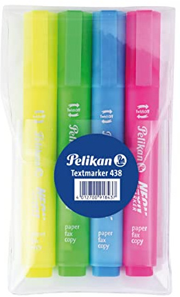 Pelikan 438/4 Textmarker, farbig sortiert, 4 Stück