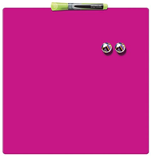 Nobo Quadratisches Magnetisches Mini-Whiteboard, Rahmenlos, Trocken Abwischbar, Leicht zu Reinigen, Wandmontage, Zuhause/Büro, 360 x 360 mm, Pink, 1903803