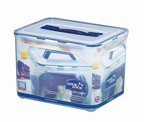 Lock & Lock - Contenitore ermetico quadrato con maniglia per il trasporto e griglia di scarico in plastica, varie misure, plastica, Anzahl: 3 Stück, 10 l