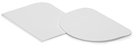 Patisse 01539, Set 2 cornes à pâtisserie, 1 corne racloir aux bords arrondis + 1 corne peigne, polypropylène, blanc, 12x9 cm