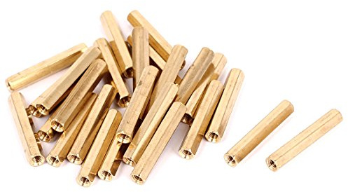 sourcing map 25 Stück M4 x 35mm Innengewinde Messing Sechskant Abstands Bolzen Mutter