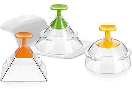 Tescoma 422230 Presto Foodstyle Stampi 3D, 3 Forme, Plastica, Verde/Arancio/Giallo