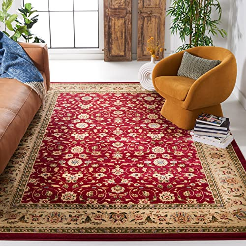 SAFAVIEH Lyndhurst Collection Area Rug - 10' x 14', Red & Ivory, Traditional Oriental Design, Non-Shedding & Easy Care, Ideal for High Traffic Areas in Living Room, Bedroom (LNH312A)