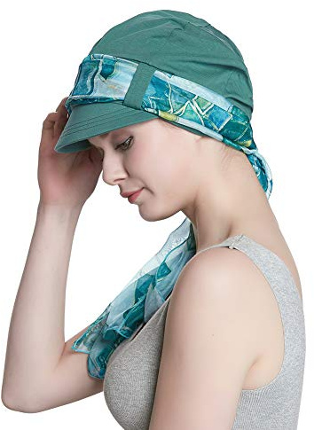 Alnorm andningsbar bambufiber fodrad tidningspojke hatt och halsduk set för kvinnor, Gröna diamanter, one size