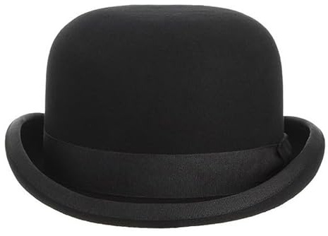 GEMVIE Chapeau Derby Noir en 100% Laine, qualité théâtre, Chapeau Melon pour Hommes et Femmes, Costumes Vintage, Noir, 55 EU
