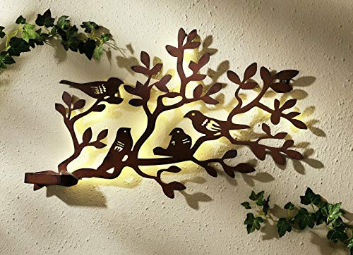 ABC Home | Wanddeko Baum mit Vögel | LED´s | Batteriebetrieben | Lichtsensor | 57 cm B
