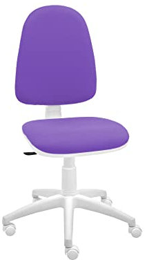 La Silla de Claudia - Silla ergonomica Escritorio Torino con Chasis Blanco| Ideal como Silla Escritorio | Altura Ajustable y Giratorio para Escritorio u Oficina | Sin Reposabrazos | Lila