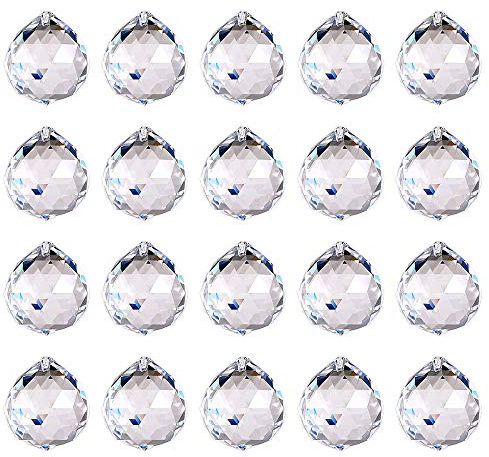 Carkio Kristallkugeln, 20 mm, Prisma, Feng Shui, Hängelampe, Kronleuchter, Sonnenfänger für Zuhause, Party, 20 Stück, Kristallglas, 20pcs 15mm
