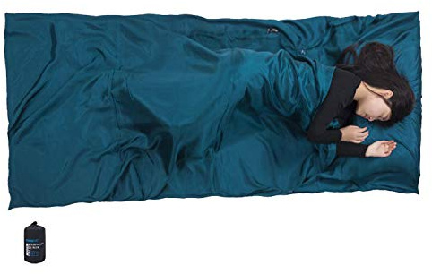 BROWINT Seidenschlafsack Inlett, Hüttenschlafsack aus 100% Naturseide, Extrabreite 220x110cm, 220x87cm, Mumie, Schlafsack Inlett, Inlay, Reiseschlafsack dünn, Leicht, Kompakt, Verstärkte Ecken
