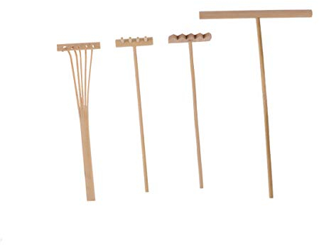 Healifty Juego de 4 Mini rastrillos de Herramientas Zen para rastrillo de jardín, rastrillo de Arena, bambú, Roca, Empuje, bolígrafo de Dibujo, Juguete para casa de muñecas decoración Feng Shui