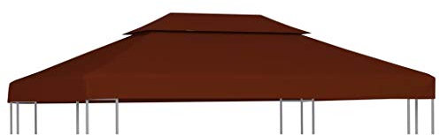 vidaXL Toile Supérieure Double de Belvédère Toit de Chapiteau Gazebo Jardin Terrasse Extérieur Protection Contre Le Soleil 310 g/m² 4x3 m Terre Cuite