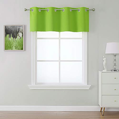 SeeGlee Limettengrüner Querbehang für Küche, Raumverdunkelung, energieeffizienter Volant-Vorhang für Loft (137 cm breit x 45,7 cm lang)