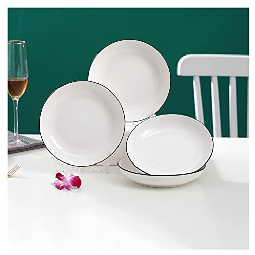 Assiettes Plates Plaques en céramique Ensemble de 4, plaques blanches La salade apéritif dessert plats de pâtes for four micro-ondes Lave-vaisselle Cuisine Cuisine Cuisine Plats de porcelaine Assiette