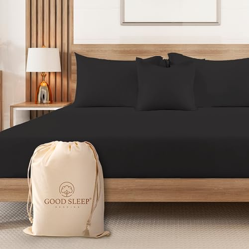 Good Sleep Bedding Spannbettlaken für King-Size-Bett, weich und atmungsaktiv, Fadenzahl 1000, 40,6 cm Tiefe Taschen, 100% ägyptische Baumwolle, Dunkelgrau