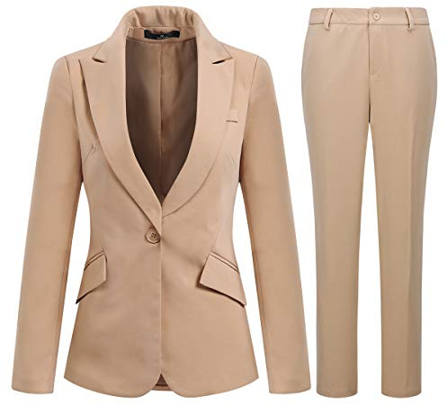 YYNUDA Tailleur con pantalone da donna, stile manageriale, vestibilità aderente, blazer elegante con completo pantalone/gonna per la primavera e l’estate, L