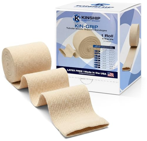 KinGrip Tubular Elastic Support Bandages by Kinship Comfort Brands Tubular Bandage Protects Fragile Skin Latex-Free Wound Care for Edema and Lymphedema Support | Made in USA | Size D 3 x11 Yards