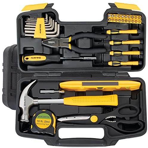 BLOSTM 39-teiliges Werkzeug Set - Werkzeugkoffer Klein, Werkzeugkasten Gefüllt mit Essentiellen Handwerkzeug für DIY - Mini Werkzeug Set mit Hammer, Zange, Schraubendreher Set, Aufbewahrungskoffer