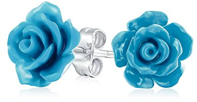 Pendientes De Botón De Rosa De Flores En Relieve 3D En Tonos Románticos Delicados De Rosa Azul Amarillo Verde Negro Morado Blanco Y Rojo De 10 MM Para Mujeres Adolescentes Ligeros