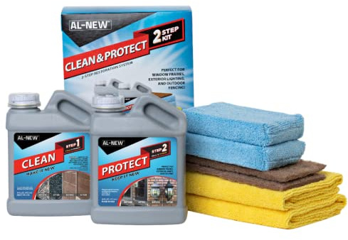 AL-NEW 2 Step Clean & Protect Kit | Clean, Restore, & Protect Your Outdoor Patio Furniture, Garage Doors, Exterior Lights, Window Frames, and More (16 Ounce Kit)