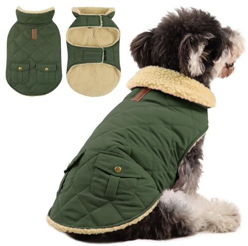 Queenmore Hundemantel Winter Große Hunde Warme Wintermantel Hund Fleece Hundejacke Wasserdicht Quilten Hundebekleidung Hundepullover Für Greyhound Dackel Bulldogge Beagle Labrador, Grün, L | Hundejacke Wasserdicht Quilten Hundebekleidung Hundepullover für Greyhound Dackel Bulldogge Beagle Labrador, Klettverschluss