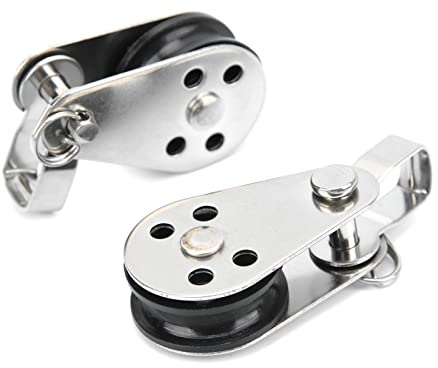 Agatige Marine Pulley, 2Pcs hohe Tragfähigkeit Edelstahl Pulley 25mm Heberolle für Boot Segeln Kajak
