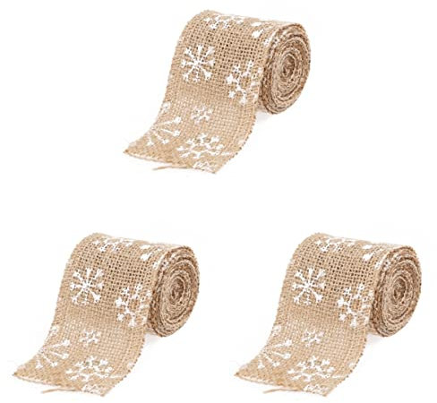 Garneck 3st Basteldraht Fallen Band Verdrahtet Hausverzierung Schneeflocke Weihnachtsband Rot Sackleinen-stoffband Im Schneeflocken-stil Weihnachtsgeschenkstreifen Künste Hochzeit Schleife