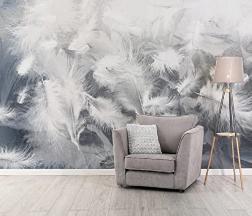 Papier Peint Panoramique Plume Blanche Papier Peint 3D Personnalisés Intissé Décoration Murale 400x280cm
