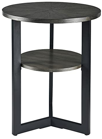MODERION Runder Kleiner Beistelltisch, Sofatisch, Couchtisch, Einfach und praktisch, Wohnzimmer, Balkon, Freizeitkombination, Minimalismus, 49 x 49 x 60 cm (Schwarz)