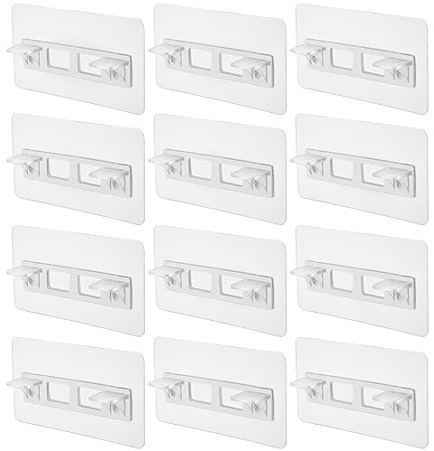 Prasacco 12 Pcs Adhesive Shelf Bracket Punch Free Shelf Support Pegs Shelf Clips for Cabinets Shelves Closet Clapboard Kitchen